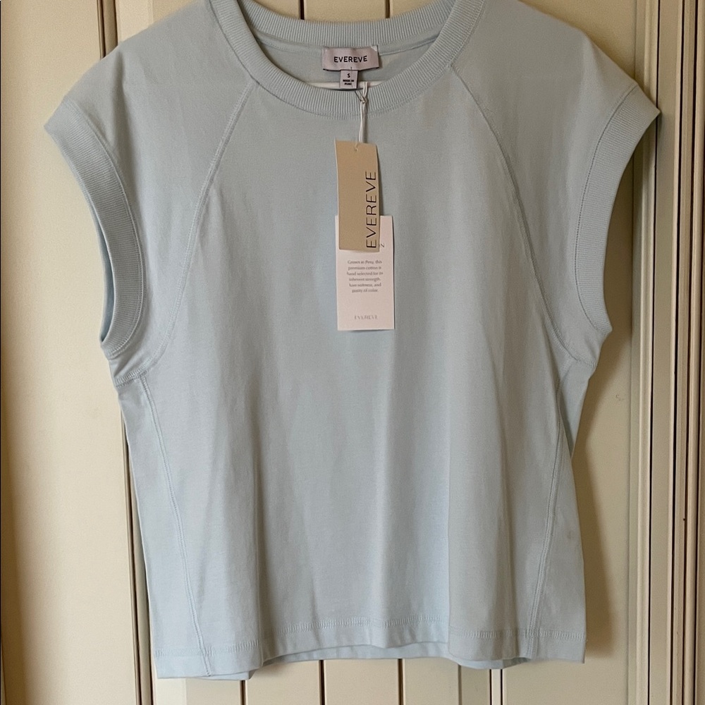 Evereve Light Blue Sleeveless Crewneck Tank Top